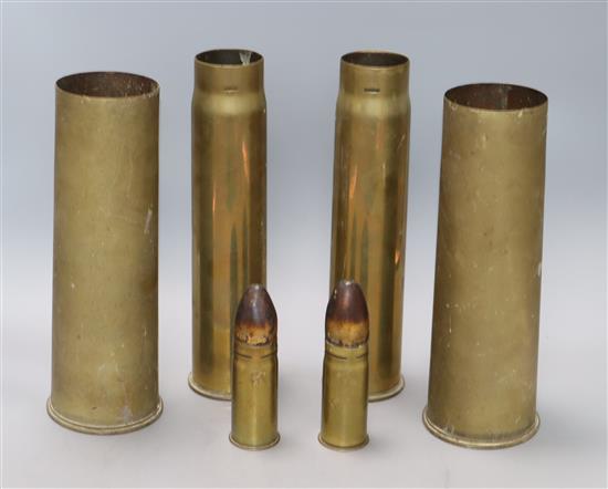 Six WWI shell casings